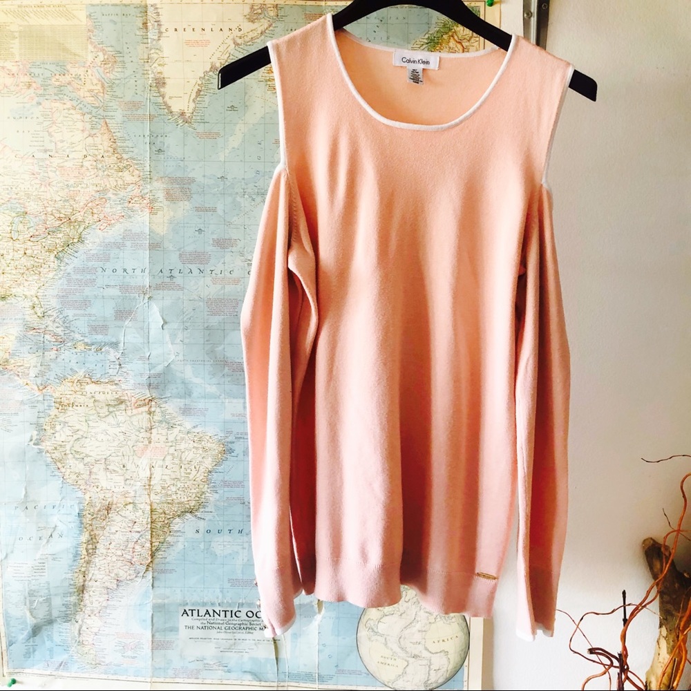 Calvin Klein Open Shoulder Pull-Over in Coral